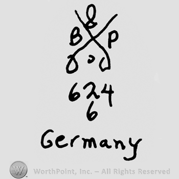 Crossed swords with uppercase B&P over number 624 and 6, Germany written below with lowercase letters