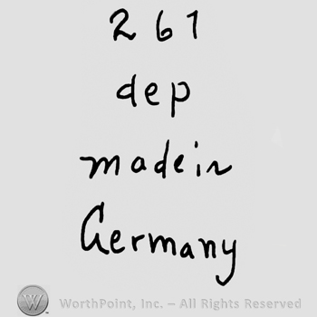 Number 261 over Dep Made in Germany written with lowercase letters