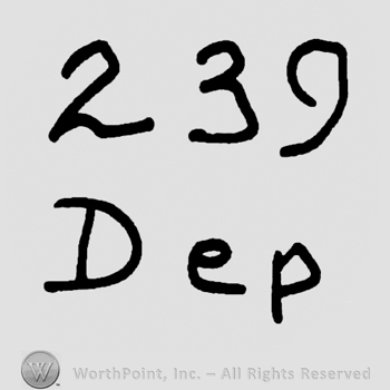 Number 239 over Dep written with lowercase letters