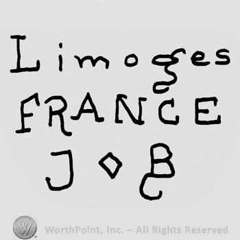 Limoges with lowercase letters over France JB with uppercase letters, small diamond between the initials