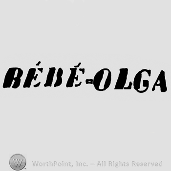 Bebe Olga written with uppercase letters, bold and italics
