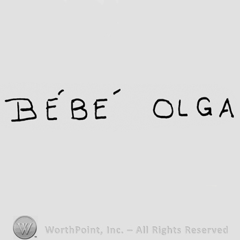 Bebe Olga written with uppercase letters