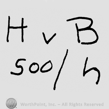 Uppercase HVB over number 500 and lowercase  H