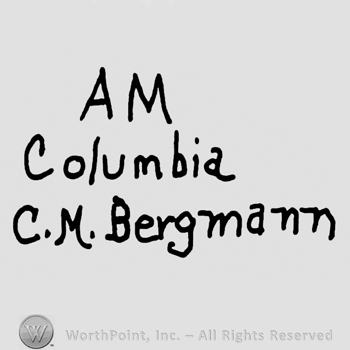 Uppercase AM over Columbia C.M. Bergman written with lowercase letters