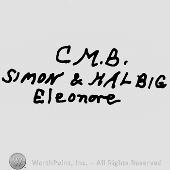 Uppercase CMB over Simon & Halbig written with uppercase letters, Eleonore written below with lowercase letters