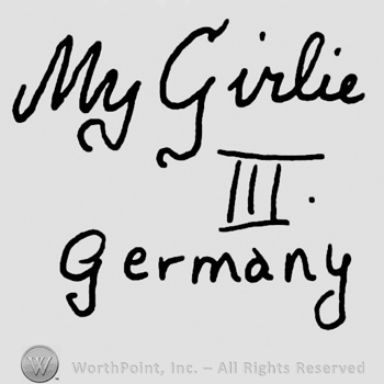 My Girlie Germany handwritten with lowercase letters, number 3 with Roman writing