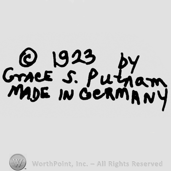 Copyright symbol followed by year 1923, bu Grace S. Putnam Mde in Germany handwritten