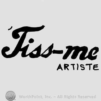 Tiss-me handwritten with lowercase letters, Artiste written below with uppercase letters