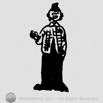 Clown standing, right hand up