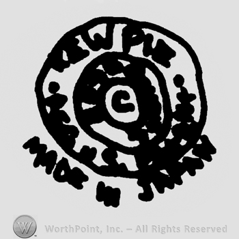 Round design, Kewpie and uppercase C inside a double circle, Made in Japan written with uppercase letters below the circle