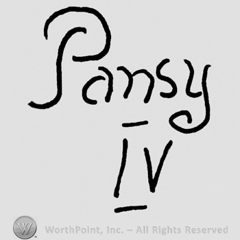 Pansy handwritten with lowercase letters, number IV in Roman writing