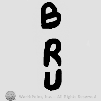 Uppercase BRU written vertically
