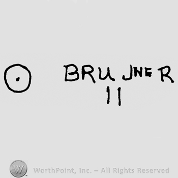Circle with dot inside and ppercase Bru JNE R and number 11