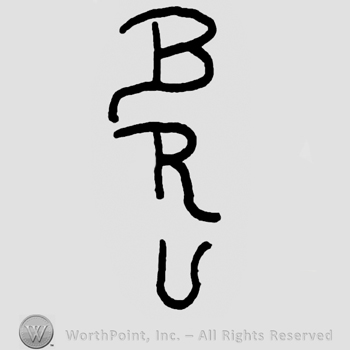 Uppercase BRU written vertically