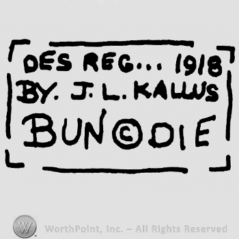 Des Deg 1918 by J.L. Kallus Bun Die with uppercase letters, the Copyright symbol between words Bun and Die