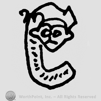 Uppercase C with a stylized clown head