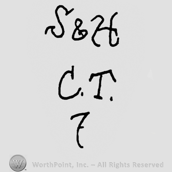 Uppercase handwritten S&H over uppercase C.T. And number 7