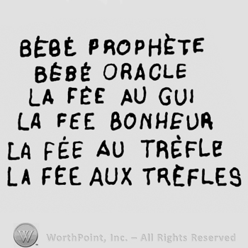 Bebe Prophete over Bebe Oracle over La Fee au Gui over La Fee Bonheur over La Fee au Trefle over La Fee aux Trefles, all written with uppercase letters