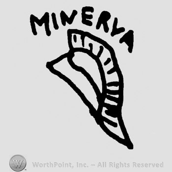 Knight's helmet, Minerva written above with uppercase letters