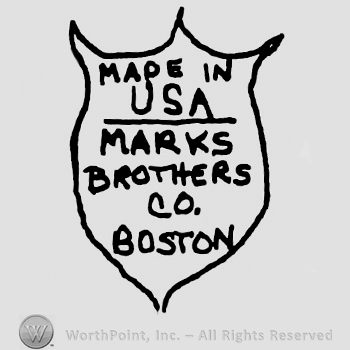 Made in USA, Marks Brothers Co. Boston written with uppercase letters on a shield