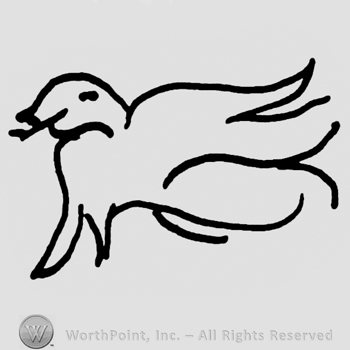Stylized bird or dragon with a snake's toungue