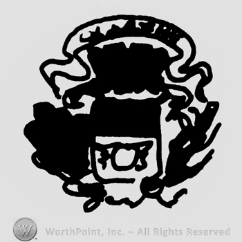 Shield with crown and ribbon on top, uppercase FCB on the shield