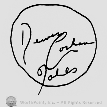 Dewes Cochran Dolls handwritten, signature-like, inside a circle