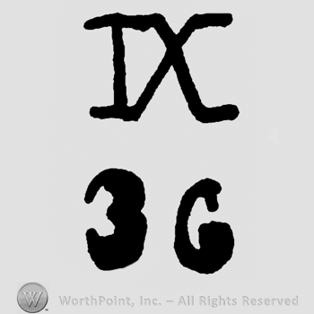 Uppercase IX (number 9 in Roman writing) over number 36