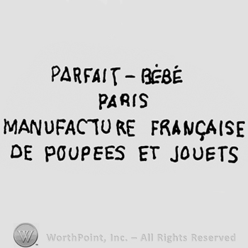 Parfait-Bebe Paris Manufacture Francaise de Poupees et Jouets written with uppercase letters