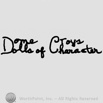 Dome Dolls of Toys Character handwritten with lowercase letters, letters D and C are larger than the others