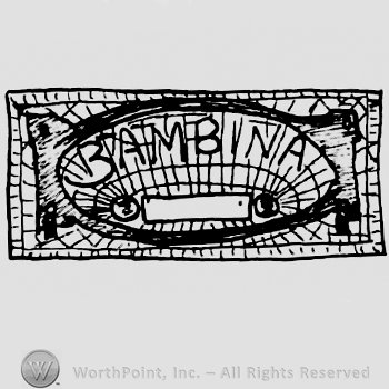 Bambina written with uppercase letters inside an ornamented rectangular cartouche
