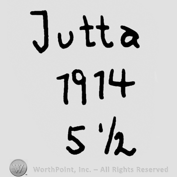 Jutta written with lowercase letters over 1914 and 5 1/2