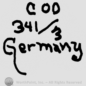 Uppercase COD over 341/3, Germany written below with lowercase letters