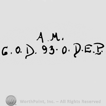 Uppercase AM over COD, number 93 and 0 and uppercase DEP
