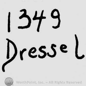 Number 1349 over handwritten lowercase Dressel