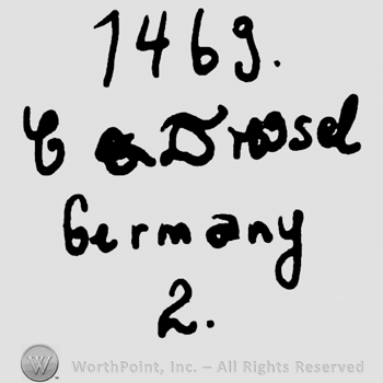 Number 1469 over handwritten C & Dressel, Germany, number 2 below