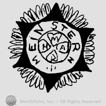 Mein Stern written with uppercase letters around a four-leaf clover with uppercase HMAR on it, all inside a six-cornered star with small petals around