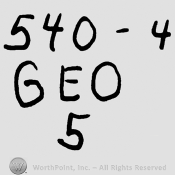 Number 540-4 over uppercase GEO and number 5