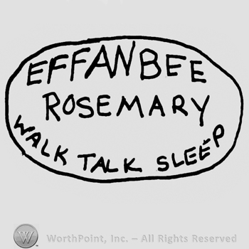 Effanbee Rosemary Walk Talk Sleep written with uppercase letters inside an oval