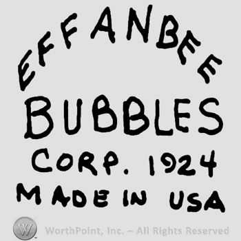Effanbee Bubbles Corp 1924 over Made in USA, all written with uppercase letters