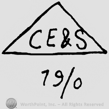 Uppercase CE&S inside a triangle, number 19/0 below the triangle