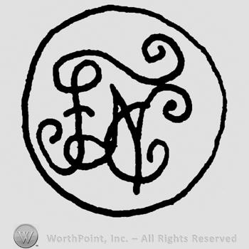Uppercase handwritten ornamented FNC in a circle.