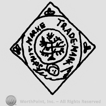 Tree in circle, Schutz Marke and Trade Mark written around it, angel head with wings below, all inside a diamond