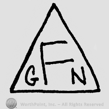 Uppercase GFN inside a triangle, F larger than the other letters