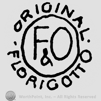 Uppercase F&O inside a circle, Original Florig Otto written around the circle with uppercase letters