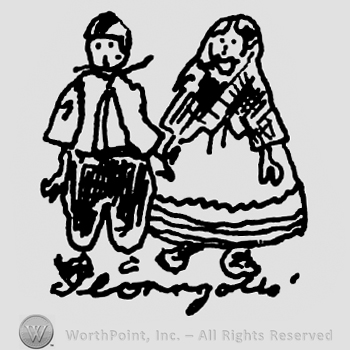 Doll couple, Florig Otto handwritten below