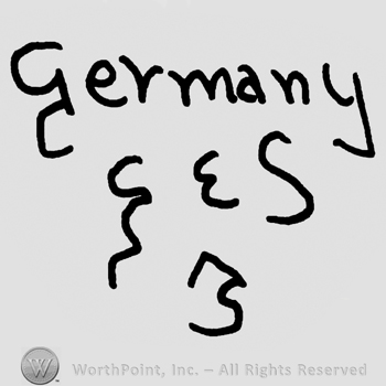 Germany written with lowercase letters, uppercase handwritten G&S over number 3