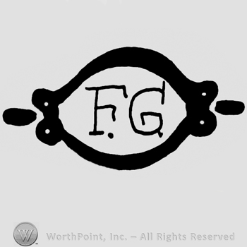 Uppercase FG inside an oval ornamented design