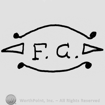 Uppercase FG inside an oval ornamented design