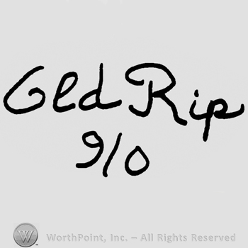 Gld Rip handwritten with lowercase letters over number 910